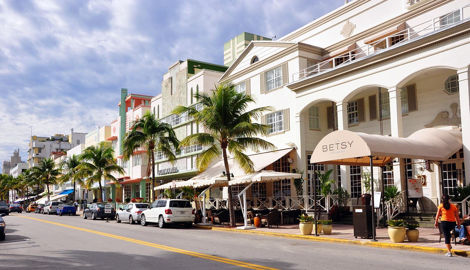 Miami Beach Art Deco district along Ocean Drive in daylight