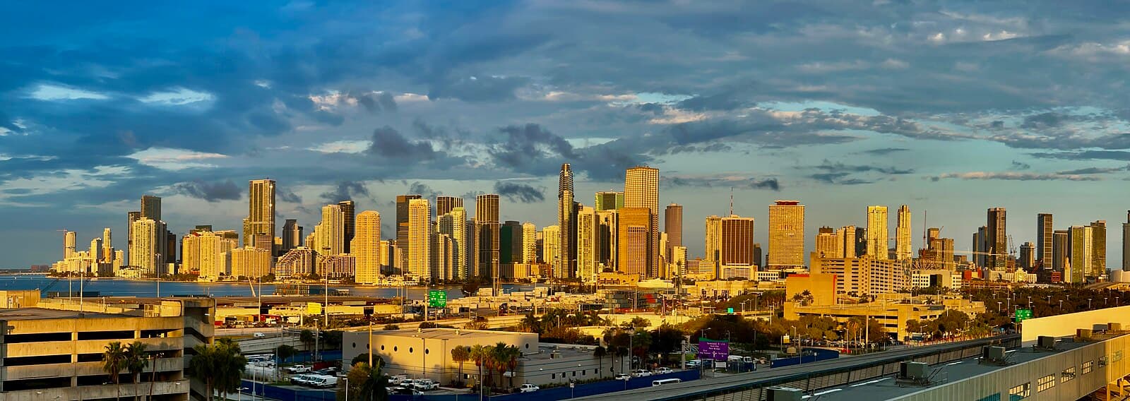 Downtown Miami skyline at sunrise